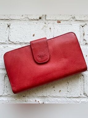Rolfs Red Leather Zip Wallet